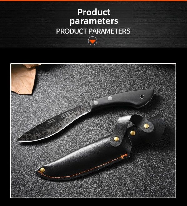 详情-7 GT025 Xingrui Jiwen Dog Leg Curved Knife Wooden Handle Leather Sheath