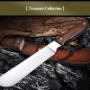 详情-7 LS096 troubleshooting Long Fixed Blade Knife Wooden Handle Leather Sheath