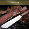 详情-8 LS096 troubleshooting Long Fixed Blade Knife Wooden Handle Leather Sheath