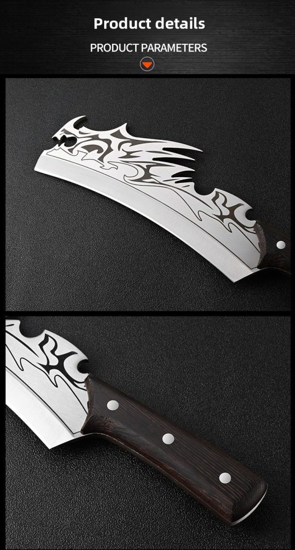 详情-9 LS097Xingrui Multi functional Diesel Knife Long Fixed Blade Knife Wooden Handle Leather Sheath