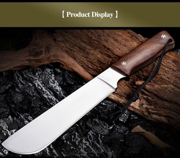 详情-9 LS096 troubleshooting Long Fixed Blade Knife Wooden Handle Leather Sheath