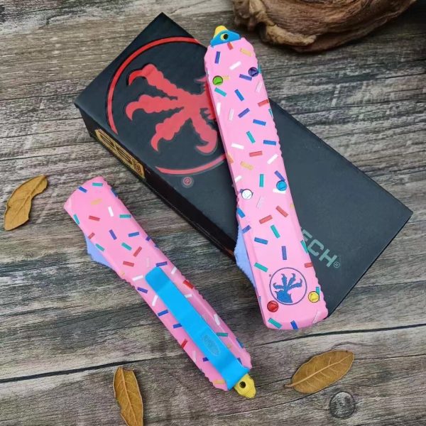 73b4fc8cbe5d4a08 ZC013 Micro tech donuts straight out OTF Knife G10 Handle