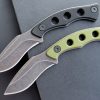 SS136 EF112 (black/green)Short Fixed Blade Knife G10 Handle K Scabbard