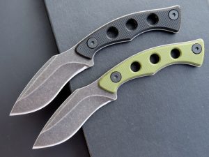 SS136 EF112 (black/green)Short Fixed Blade Knife G10 Handle K Scabbard