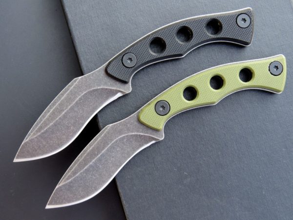 SS136 EF112 (black/green)Short Fixed Blade Knife G10 Handle K Scabbard
