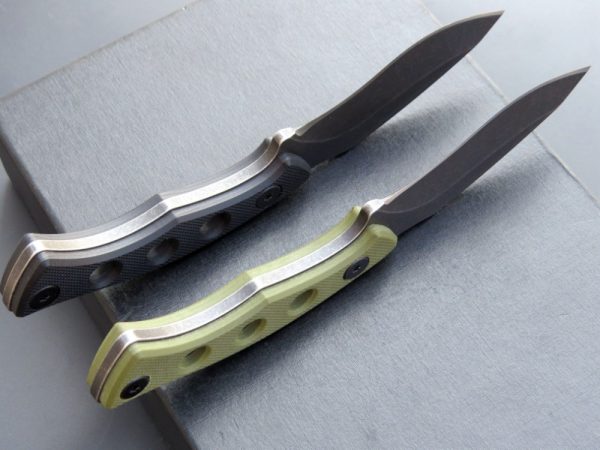 SS136 EF112 (black/green)Short Fixed Blade Knife G10 Handle K Scabbard