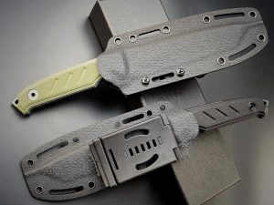 SS135 EF129 (black/green)Short Fixed Blade Knife G10 Handle K Scabbard