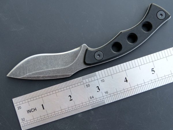 SS136 EF112 (black/green)Short Fixed Blade Knife G10 Handle K Scabbard