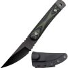 blk13256 (1) SS138 C1390 (black/silver) Short Fixed Blade Knife G10 Handle K Scabbard