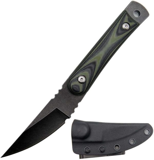 blk13256 (1) SS138 C1390 (black/silver) Short Fixed Blade Knife G10 Handle K Scabbard