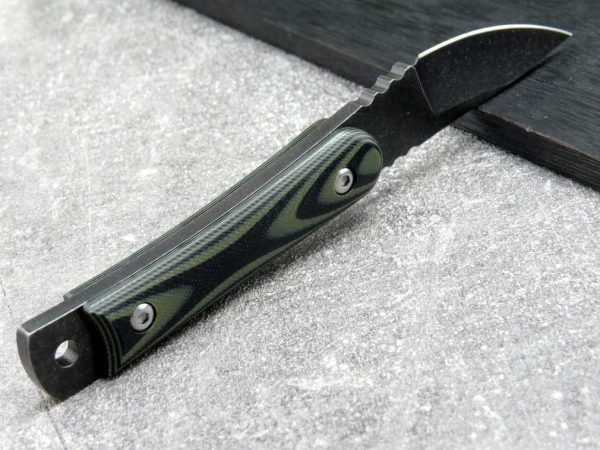 blk13256 (6) SS138 C1390 (black/silver) Short Fixed Blade Knife G10 Handle K Scabbard