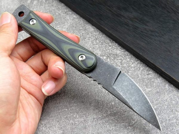 blk13256 (7) SS138 C1390 (black/silver) Short Fixed Blade Knife G10 Handle K Scabbard