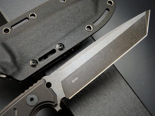 SS135 EF129 (black/green)Short Fixed Blade Knife G10 Handle K Scabbard