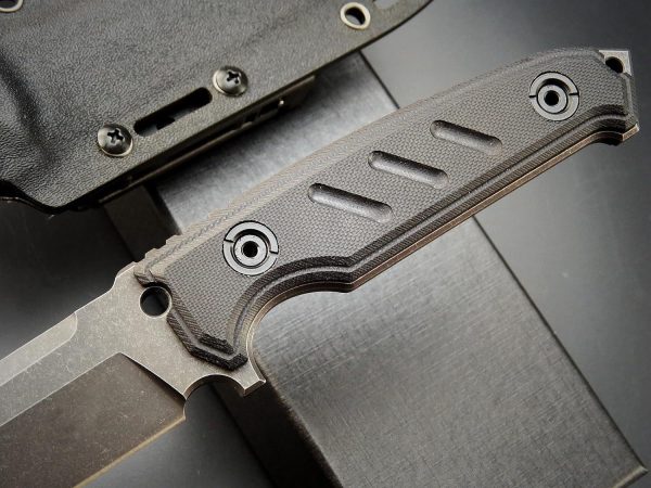 SS135 EF129 (black/green)Short Fixed Blade Knife G10 Handle K Scabbard