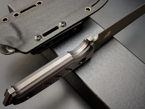 SS135 EF129 (black/green)Short Fixed Blade Knife G10 Handle K Scabbard