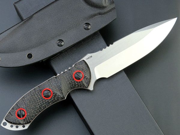 blk14256 (7) SS141EF139 (black/green)Short Fixed Blade Knife G10 Handle K Scabbard