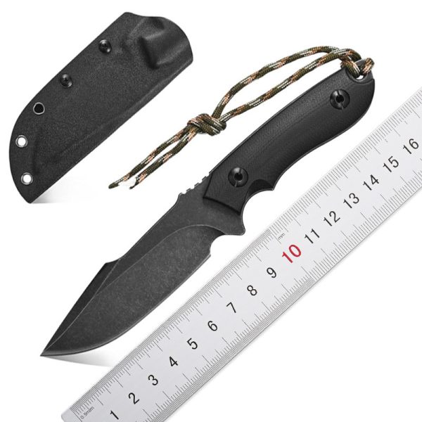 blk14264 (1) SS140 EF130 (black/brown/green)Short Fixed Blade Knife G10 Handle K Scabbard