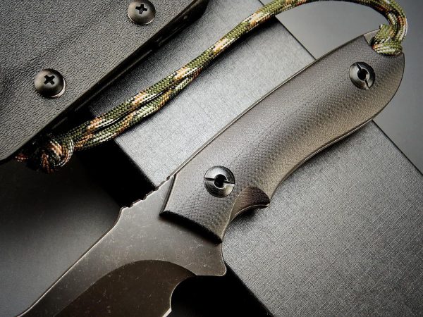 blk14264 (3) SS140 EF130 (black/brown/green)Short Fixed Blade Knife G10 Handle K Scabbard