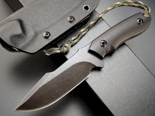 blk14264 (7) SS140 EF130 (black/brown/green)Short Fixed Blade Knife G10 Handle K Scabbard