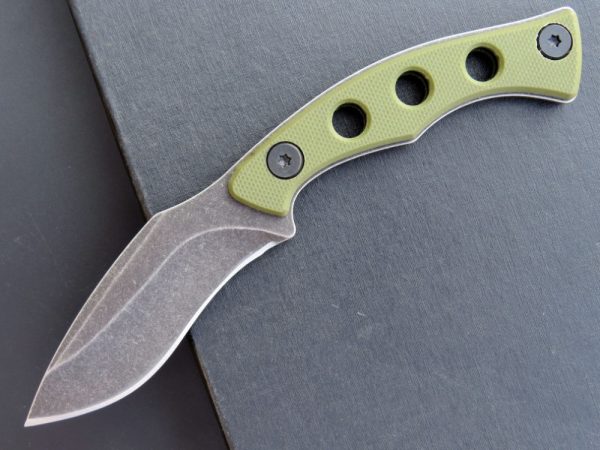 SS136 EF112 (black/green)Short Fixed Blade Knife G10 Handle K Scabbard