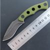 SS136 EF112 (black/green)Short Fixed Blade Knife G10 Handle K Scabbard
