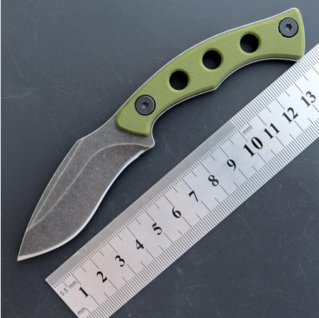SS136 EF112 (black/green)Short Fixed Blade Knife G10 Handle K Scabbard