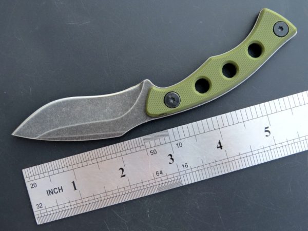 SS136 EF112 (black/green)Short Fixed Blade Knife G10 Handle K Scabbard