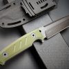SS135 EF129 (black/green)Short Fixed Blade Knife G10 Handle K Scabbard