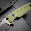 SS135 EF129 (black/green)Short Fixed Blade Knife G10 Handle K Scabbard