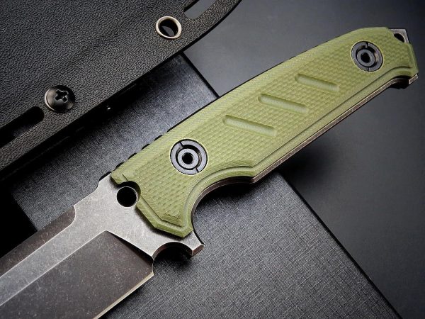 SS135 EF129 (black/green)Short Fixed Blade Knife G10 Handle K Scabbard