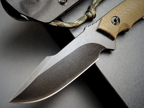 gre14253 (1) SS140 EF130 (black/brown/green)Short Fixed Blade Knife G10 Handle K Scabbard