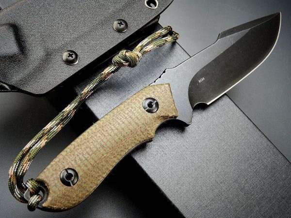 gre14253 (4) SS140 EF130 (black/brown/green)Short Fixed Blade Knife G10 Handle K Scabbard