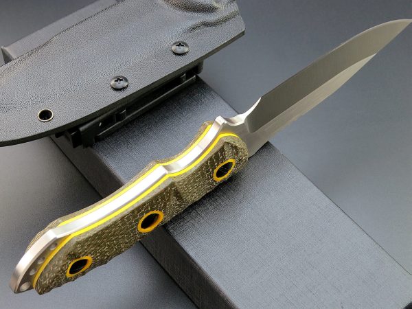 gre15254 (2) SS141EF139 (black/green)Short Fixed Blade Knife G10 Handle K Scabbard