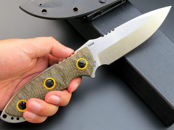 gre15254 (3) SS141EF139 (black/green)Short Fixed Blade Knife G10 Handle K Scabbard