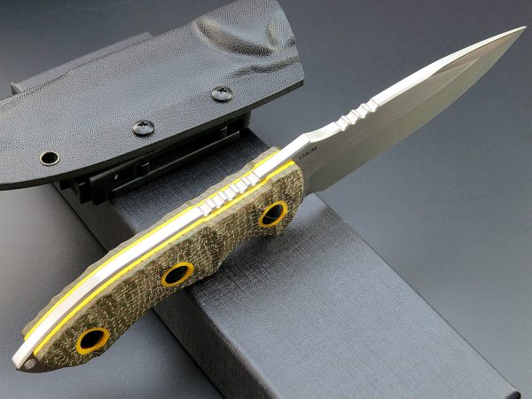 gre15254 (4) SS141EF139 (black/green)Short Fixed Blade Knife G10 Handle K Scabbard