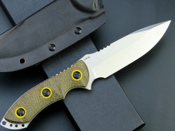 gre15254 (5) SS141EF139 (black/green)Short Fixed Blade Knife G10 Handle K Scabbard