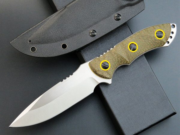 gre15254 (6) SS141EF139 (black/green)Short Fixed Blade Knife G10 Handle K Scabbard