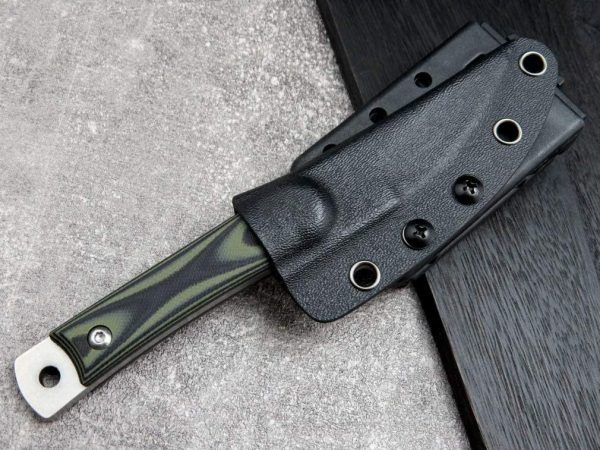 sil14256 (3) SS138 C1390 (black/silver) Short Fixed Blade Knife G10 Handle K Scabbard