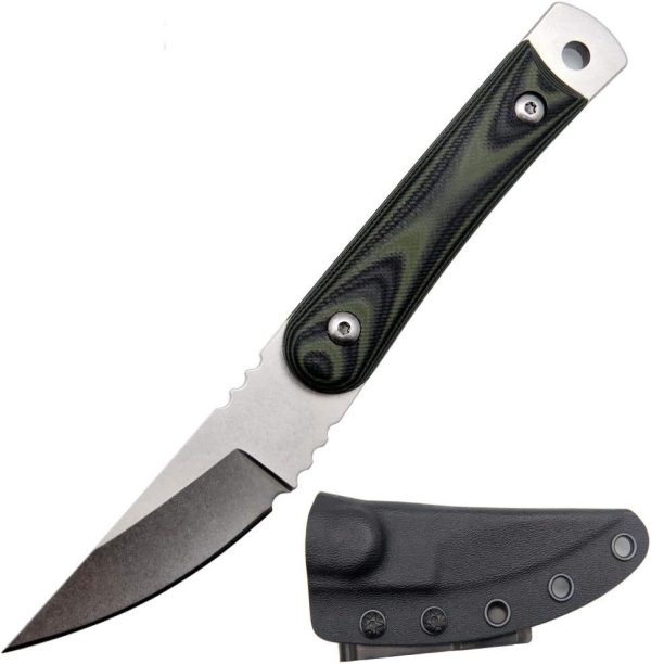 sil14256 (5) SS138 C1390 (black/silver) Short Fixed Blade Knife G10 Handle K Scabbard
