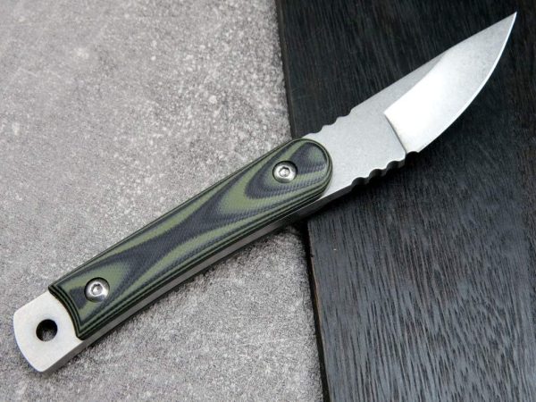 sil14256 (7) SS138 C1390 (black/silver) Short Fixed Blade Knife G10 Handle K Scabbard