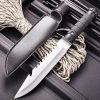 主图-2 SS144 Back teeth short and straight (black/white, leather/cloth)Short Fixed Blade Knife G10 Handle Leather Sheath