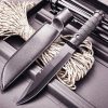 主图-3 SS144 Back teeth short and straight (black/white, leather/cloth)Short Fixed Blade Knife G10 Handle Leather Sheath