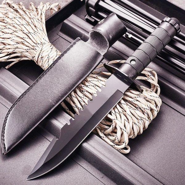 主图-3 SS144 Back teeth short and straight (black/white, leather/cloth)Short Fixed Blade Knife G10 Handle Leather Sheath