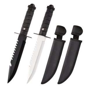 SS144 Back teeth short and straight (black/white, leather/cloth)Short Fixed Blade Knife G10 Handle Leather Sheath