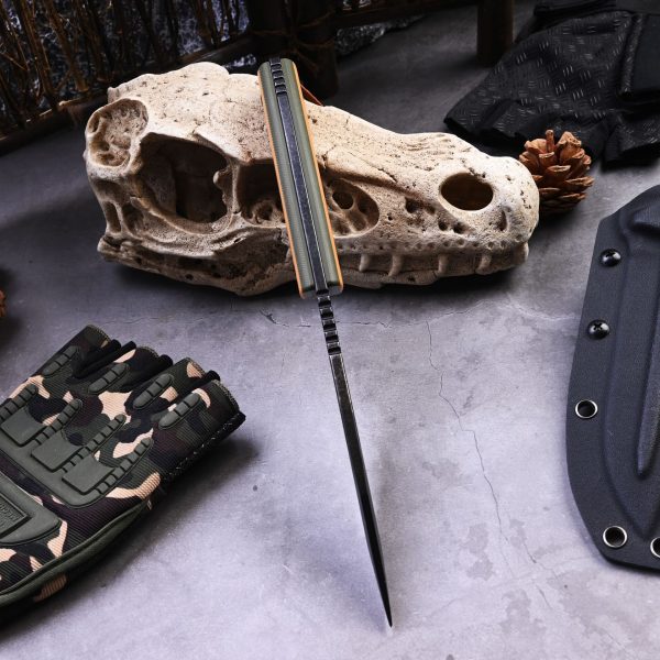 主图-4 SS154 Black Blade Straight Blade Orange Black Short Fixed Blade Knife G10 Handle K Scabbard