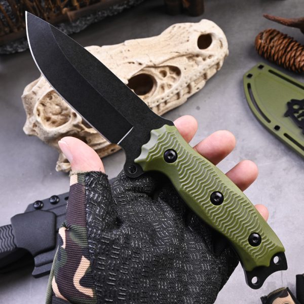 SS149 A3 multifunctional knife (black/green) Short Fixed Blade Knife G10 Handle K Scabbard