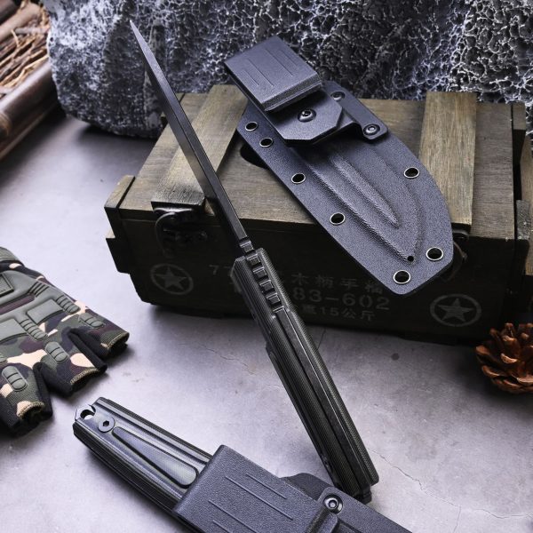 主图-5 SS153 Black Blade Straight Blade Camouflage Green Short Fixed Blade Knife G10 Handle K Scabbard