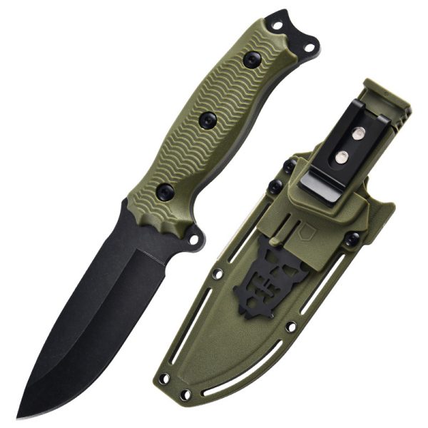 SS149 A3 multifunctional knife (black/green) Short Fixed Blade Knife G10 Handle K Scabbard