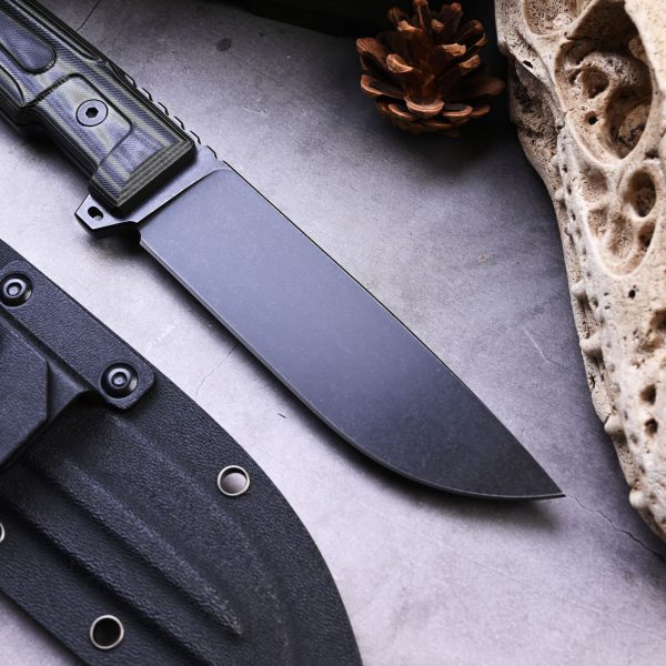 主图-7 SS153 Black Blade Straight Blade Camouflage Green Short Fixed Blade Knife G10 Handle K Scabbard