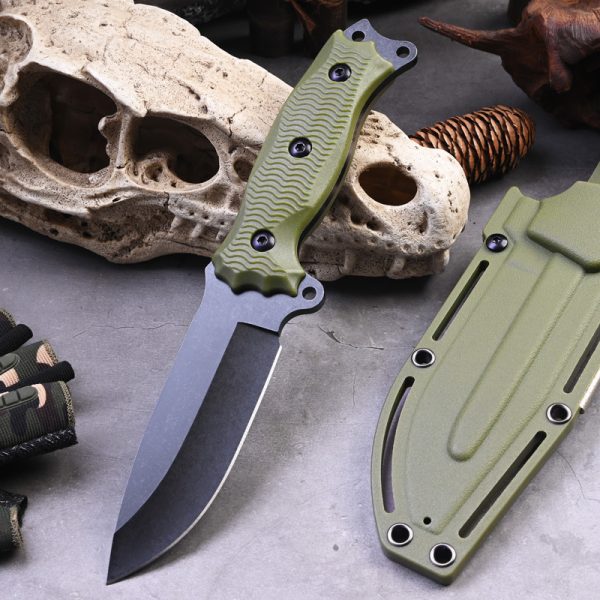 SS149 A3 multifunctional knife (black/green) Short Fixed Blade Knife G10 Handle K Scabbard